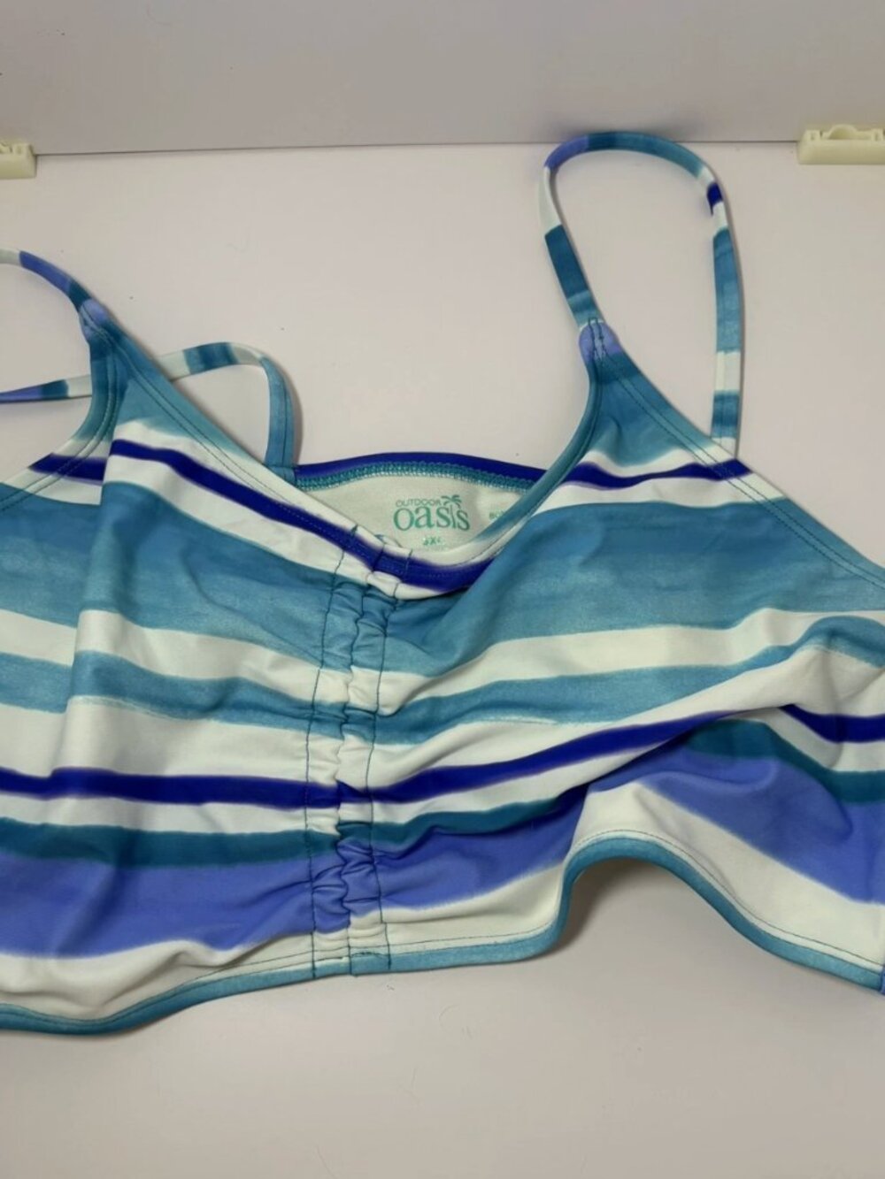 Outdoor Oasis Teens Bikini Top 3X Blue Striped